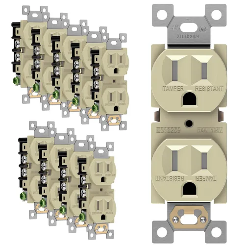 Miniatura 35 de ENERLITES Toma de corriente dúplex, tomacorrientes eléctricos de pared resistentes a manipulaciones, grado residencial, 3 cables, autoconexión a