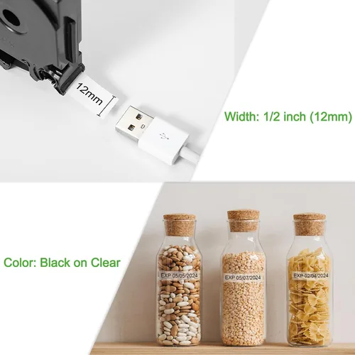 Miniatura 3 de Labelife Paquete de 5 cintas TZe TZ de 0.47 pulgadas laminadas transparentes TZe-131 de repuesto para Brother Label Maker Tape Clear TZe131 TZ-131