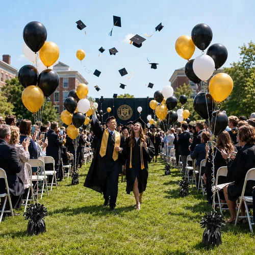 Miniatura 5 de Yunsailing 25 globos metálicos pesados con cinta iridiscente de 500 yardas, anclajes de soporte de globos de 5.3 onzas para globos de helio, Negro