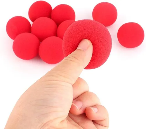 Miniatura 8 de Sonew Pelota de esponja, 10 bolas mágicas de esponja suave roja para accesorios de calle, truco clásico de comedia