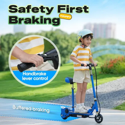 Miniatura 5 de Patinete eléctrico con asiento, altura ajustable para niños de 8 a 12 años, hasta 10 mph y carga máxima de 155 libras, asiento extraíble, 2 estilos