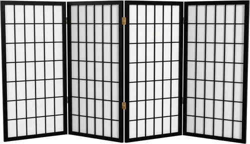 Biombo portátil simple de 3 pies Biombo Shoji para dividir una cuarto, clásico diseño japonés, 4 tamaños y 6 colores, Madera, Negro