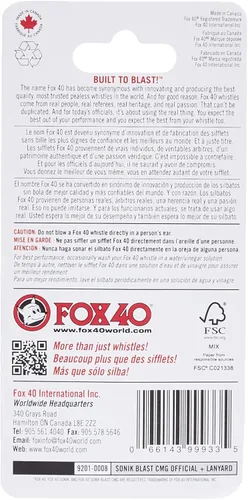 Miniatura 2 de Fox 40 Sonik Blast CMG - Silbato oficial con cordón Break Away (negro)