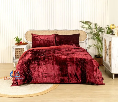 Miniatura 26 de Funda de edredón de terciopelo sólido ultra-luxe, ropa de cama boho UO, funda de colcha Donna, juego de edredón de 3 piezas, juego de cama de Azul