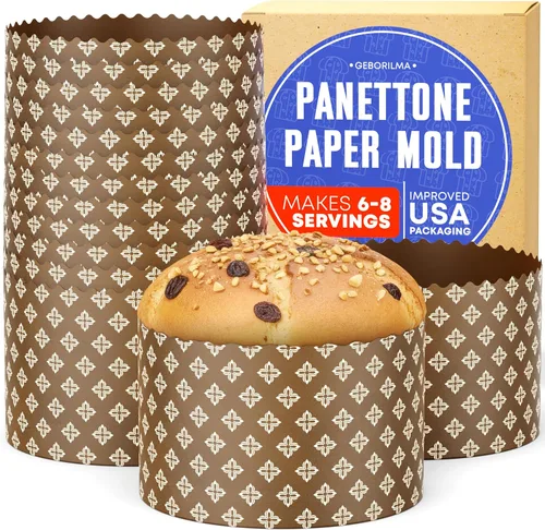 Miniatura 20 de Molde de papel para panettone premium mediano - 18 oz Molde desechable para panettone de 5 pulgadas 500 g - 12 unidades de formas para hornear paska