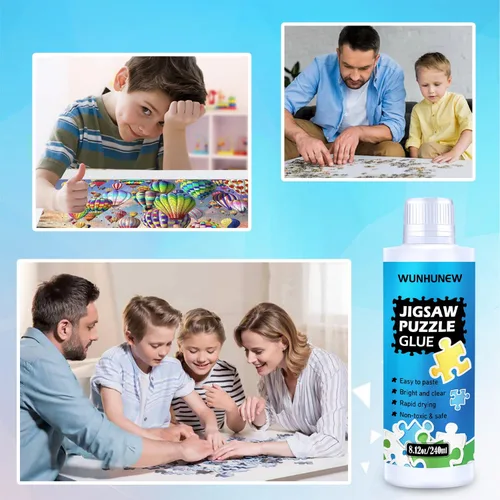 Miniatura 6 de Pegamento transparente para rompecabezas de 8.1 fl oz con aplicador de cabeza de esponja, marco protector de rompecabezas para rompecabezas