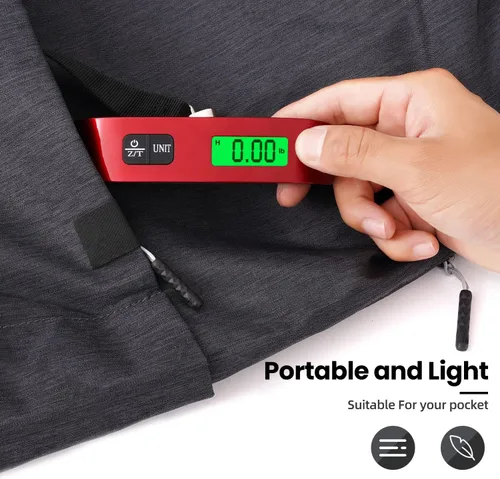 Miniatura 6 de BAGAIL Báscula digital de equipaje, báscula de equipaje colgante de 110 libras con pantalla LCD retroiluminada, báscula de pesaje portátil