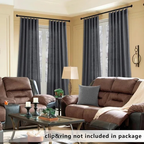 Miniatura 124 de KOUFALL Juego de 2 cortinas de puerta francesa, cortinas de lino para puerta/ventana, cortina transparente boho para cristal lateral delantero