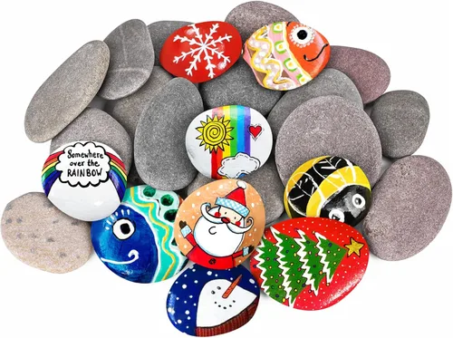 Miniatura 13 de Rocas de río para pintar 12 piezas, rocas grandes de 3.5 a 5 pulgadas, piedras lisas planas para pintar, rocas de manualidades para pintar