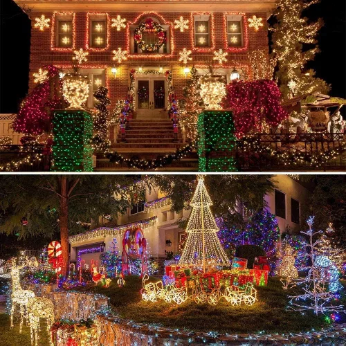 Miniatura 5 de AmyHomie - Cadena de luces navideñas multicolor para exteriores, 300 luces LED con 8 modos de iluminación, guirnalda de luces de hadas conectables