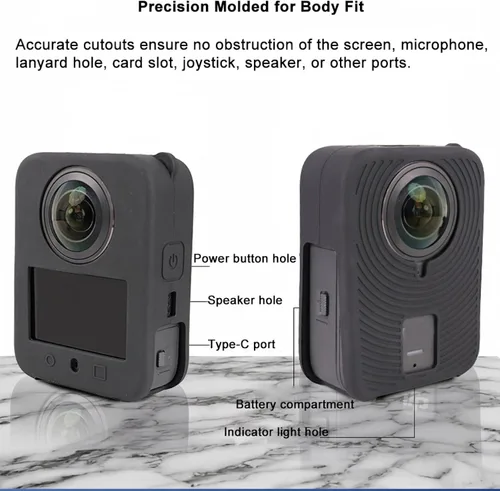 Miniatura 8 de Funda protectora de silicona para DJI OSMO 360 Action Camera Soft All-Round Cover Shell con protector abierto lateral de la batería, accesorios