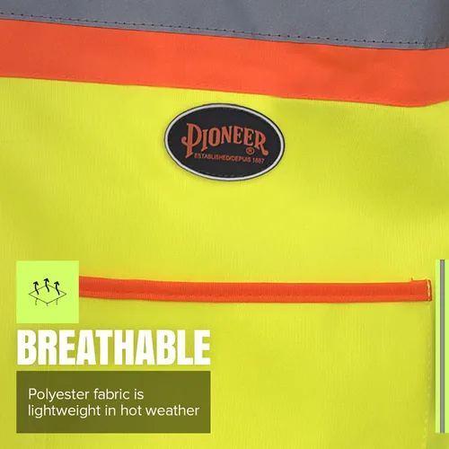 Miniatura 5 de Pioneer Chaleco de seguridad con mangas de punto de alta visibilidad, cinta reflectante, 4 bolsillos, amarillo/verde, unisex, L, V1023560U-L, L