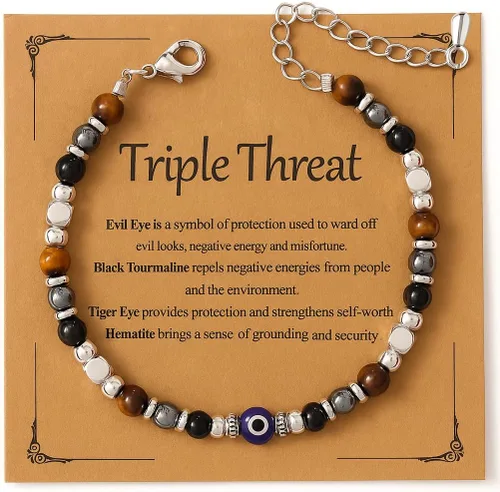 Miniatura 25 de Pulsera de protección, protección empática, cristales de obsidiana negra y pulsera de piedras curativas para mujeres, suerte, ansiedad y pulsera