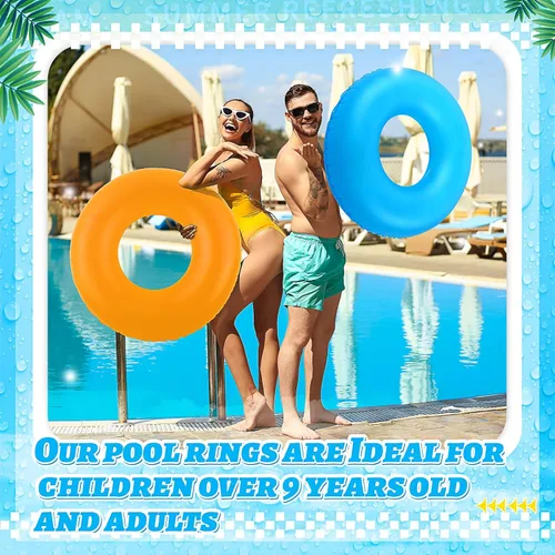 Miniatura 6 de Civaner 12 flotadores inflables para piscina, tubos de natación de neón de 35 pulgadas para adultos, flotadores de piscina a granel para playa