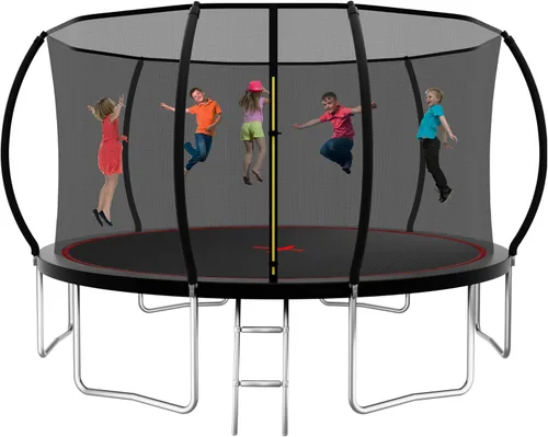 Miniatura 18 de Trampolín de 1500 libras, 10 pies, 12 pies, 14 pies, 15 pies, 16 pies, con luces LED, rociador, altavoz de música y calcetines, trampolín
