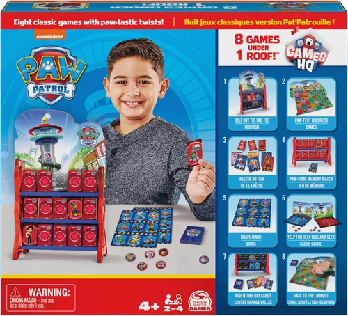 Miniatura 8 de Spin Master Games Patrulla Canina, juegos HQ Juegos de mesa para niños Damas Tic Tac Toe Memory Match Bingo Go Fish Juegos de cartas de Paw Patrol
