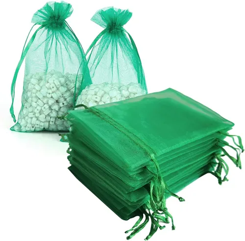 Miniatura 29 de 100 bolsas de organza con cordón de regalo para joyas, galletas, malla de tela transparente de 5 x 7 pulgadas, bolsa reciclable duradera para baby
