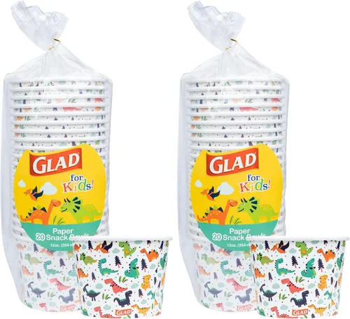 Miniatura 8 de Suministros de fiesta de dinosaurio Glad para niños - Cuencos de aperitivos desechables de papel resistentes con tapas, perfectos para fiestas