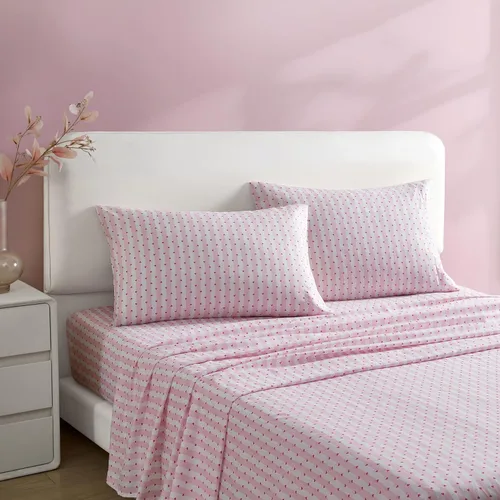 Miniatura 2 de Betsey Johnson - Sábanas de tamaño king, ropa de cama sedosa y ligera, resistente a la decoloración y a las arrugas (con rayas [Wonderland Stripe]
