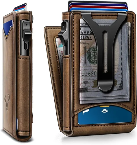 Miniatura 15 de Cartera BULLIANT para hombre, cartera con clip para billetes delgada para regalo para hombre, 9 tarjetas - Estuche de tarjeta de crédito de metal