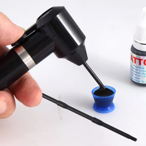 Miniatura 9 de Mezclador de tinta Máquina mezcladora de pigmentos para tatuajes con 100 piezas de varillas mezcladoras de color de cejas maquillaje tatuaje Negro