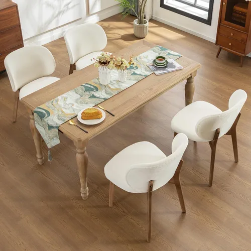 Miniatura 24 de YOUNIKE Silla de comedor con respaldo alto, silla única de cocina estilo moderno de mediados de siglo, silla acentuada sin brazos de tela bouclé