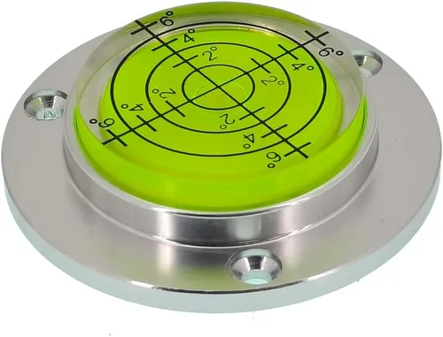 Round Bull's Eye Bubble Level, Aluminum Alloy Flange with Mounting Holes, Green Acrylic Vial, 50mm (non-magnetic)