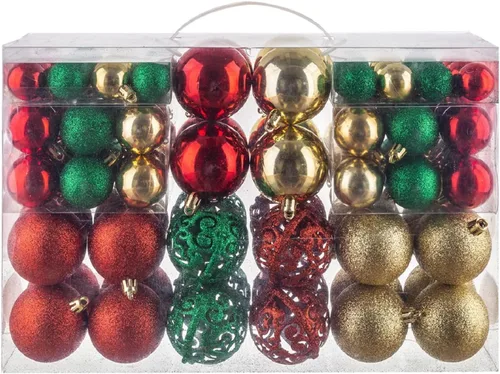 Miniatura 10 de NJN 100 piezas de juego de adornos de bolas de Navidad, adornos verde manzana para decoración de árbol de Navidad, adornos colgantes de plástico