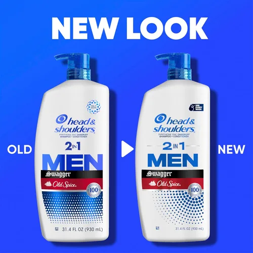 Miniatura 7 de Head & Shoulders Champú y acondicionador anticaspa para hombre con 1% de piritiona de zinc, Old Spice Swagger Paquete individual 2 en 1 para hombre
