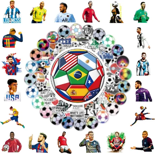 150 calcomanías de fútbol para la Copa del Mundo, fútbol, fútbol, deportes, vinilo impermeable, calcomanías de graffiti, regalos de fútbol para