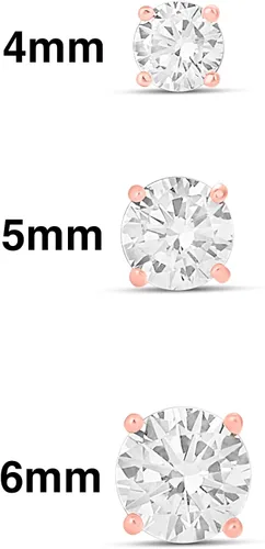 Miniatura 4 de Tienda Essentials 14K Gold Plated Sterling Silver Round or Princess Cut Cubic Zirconia Stud Earring Set