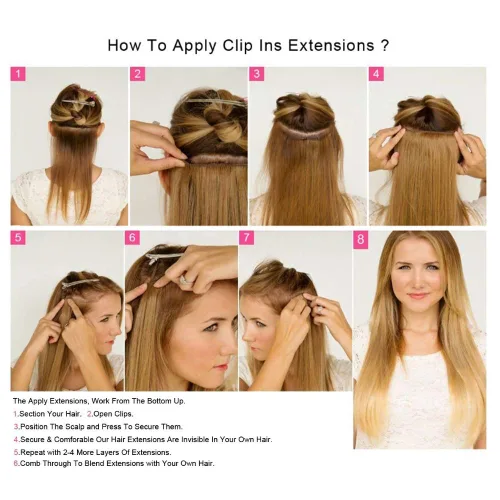 Miniatura 9 de Extensiones de cabello humano real con clip, de 14 pulgadas, color negro natural, doble trama, 10 unidades, 4.23 oz