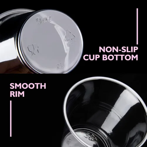 Miniatura 3 de Vasos de plástico transparente de 9 onzas [100 unidades] - Vasos desechables de plástico para beber, vasos de fiesta de PET libres de BPA para café