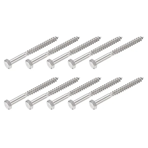 Miniatura 6 de METALLIXITY Tornillos hexagonales (M6 x 1.575 in), 10 unidades, pernos de madera autorroscantes de acero inoxidable 304, para aplicaciones domésticas