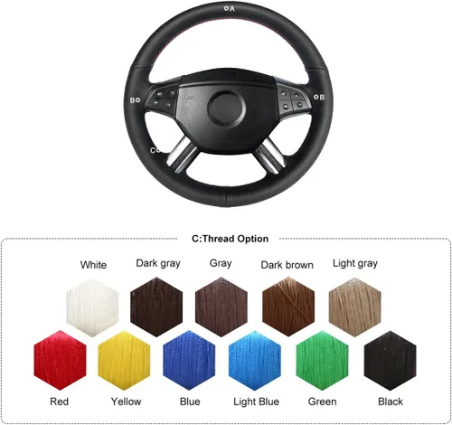 Miniatura 5 de MEWANT Cubierta personalizada del volante del coche del cuero de microfibra de costura a mano para Mercedes Benz W164 Clase M ML350 ML500 2005 2006