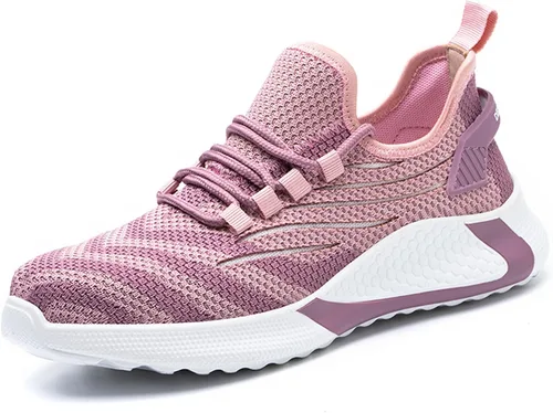 MAIZUN Zapatos con punta de acero para mujer, ligeros, zapatos de trabajo de seguridad, indestructibles, antideslizantes, zapatos de punta compuesta