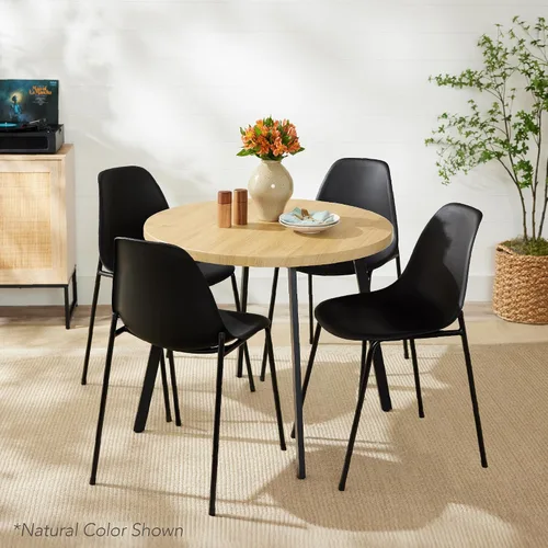 Miniatura 2 de Best Choice Products Mesa de comedor redonda con patas de acero - Marrón Negro