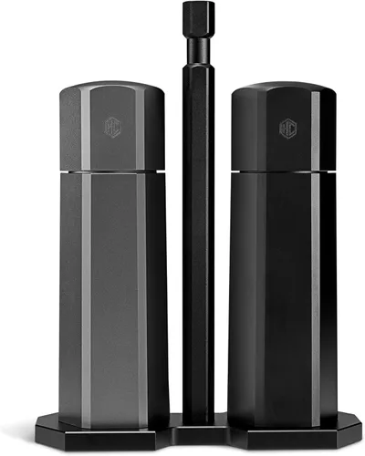Miniatura 8 de HexClad HexMill Molinillo de pimienta, grado profesional, resistente, recargable, aluminio negro mate, ajuste de diez configuraciones de molienda