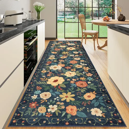 Miniatura 107 de DUKINO Alfombra de área de 6 x 9 pies, alfombra floral para sala de estar, ligera, antideslizante, lavable, alfombra de interior de pelo bajo