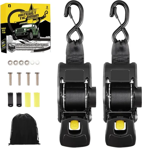 Hifybaty 2 correas de trinquete retráctiles – Correas de trinquete resistentes de 2 pulgadas x 4 pies para remolque de barco – Soportes de montaje
