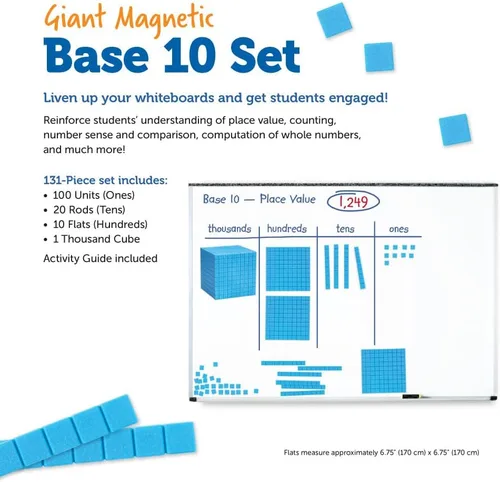 Miniatura 6 de Learning Resources Cubo Base Diez de Plástico Azul, Matemáticas Tempranas, Educación en Casa, Juguetes de Conteo, Edades 6+