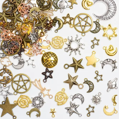 stino 100 G Mixed Style Metal Charms for Jewelry Making, Bulk Silver & Gold Plated, for Bracelet, Necklace, Earrings DIY Crafts