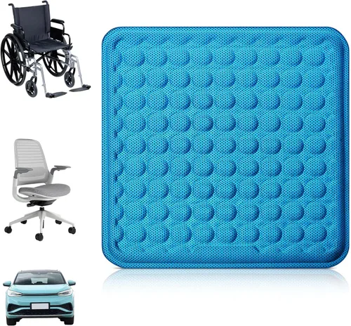 Miniatura 9 de Cojín de asiento de gel refrescante, diseño de panal transpirable que absorbe los puntos de presión, para silla de oficina, asiento de automóvil