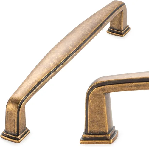 Miniatura 30 de KOOFIZO Paquete de 10 pomos dorados cepillados, pomos dorados para cajones, K02, tiradores cuadrados de un solo agujero para gabinetes, cajones