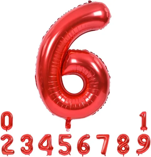 Miniatura 13 de TONIFUL Globos rojos de números grandes de 40 pulgadas del 0 al 9, número 0 digital 0 de papel de aluminio de helio, globos de número grande