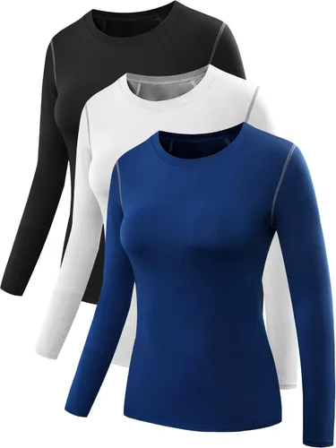 Miniatura 7 de NELEUS - Camisa deportiva de compresión atlética, de manga larga, para mujer, dry fit, paquete de 3