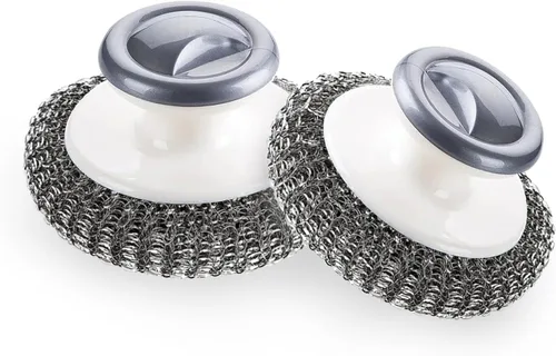 Depurador de acero inoxidable con asa, herramienta de limpieza de lana de acero para limpiar platos, almohadilla de cepillo para fregar para ollas