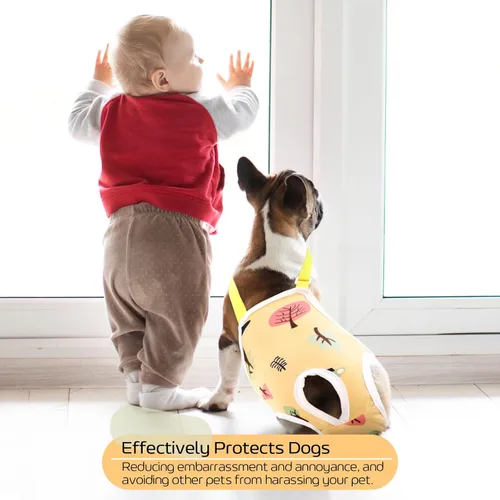 Miniatura 5 de QBLEEV Pañales para perras, bragas sanitarias lavables con tirantes ajustables, pañales reutilizables para cachorros, lindas bragas de período