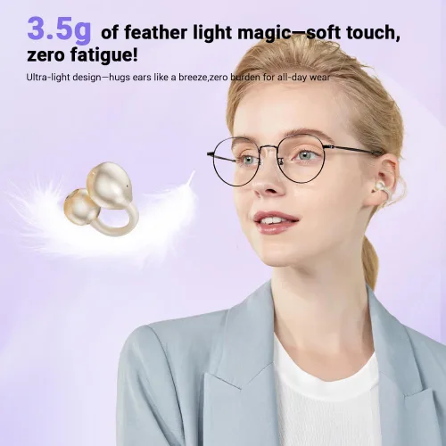 Miniatura 3 de Auriculares con clip, auriculares de oreja abierta inalámbricos Bluetooth 5.4, auriculares ligeros de oreja abierta con micrófono batería de 58
