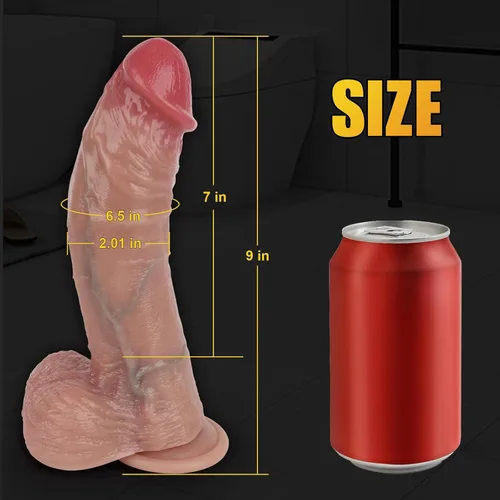 Miniatura 5 de Consolador realista curvo de 9 pulgadas, consolador grande de silicona con aspecto y sensación real, con ventosa fuerte para manos libres